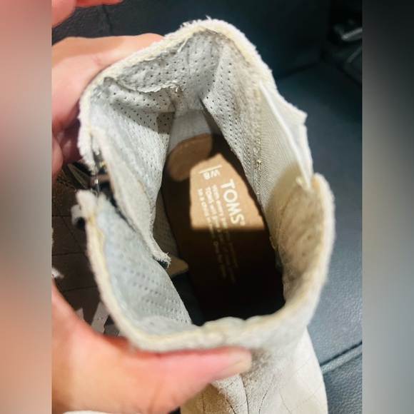 TOMS Majorca Grey Suede Peep Toe Block Heel zip up Bootie Size Women's W8 - Picture 8 of 10